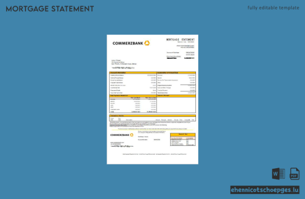 Belize Commerzbank Bank Hypothekenkontoauszug Beispielvorschau